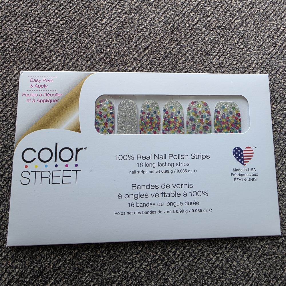 Color Street Silver and Multicolor Glitter Nail Strips